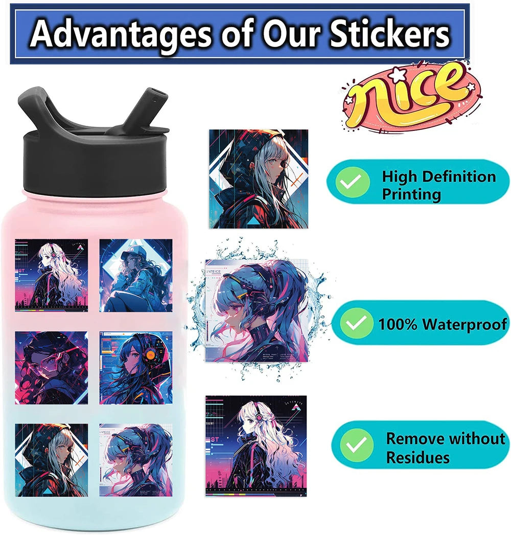 Cyberpunk Girl Varied Stickers