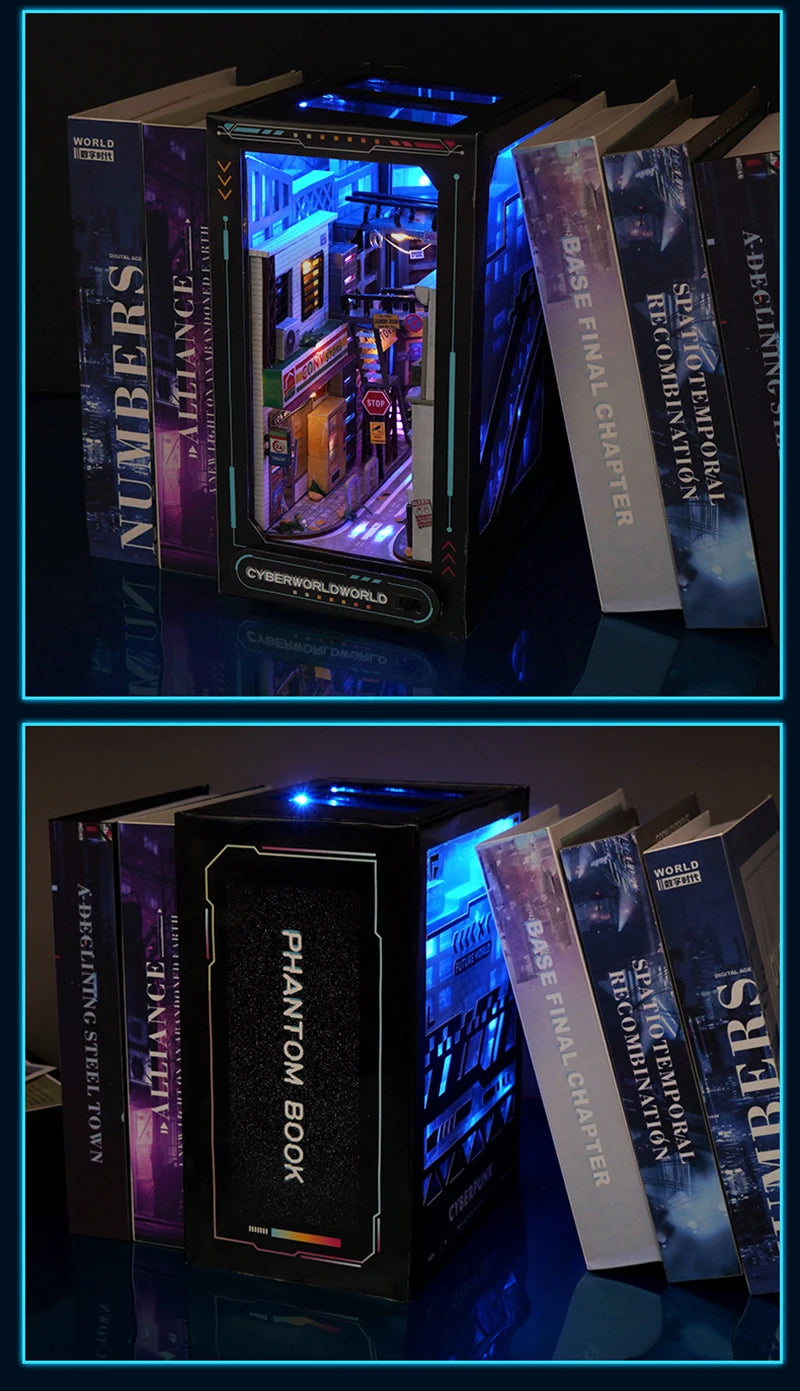 Cyberpunk DIY Book Nook Model Kit for Creative Room
