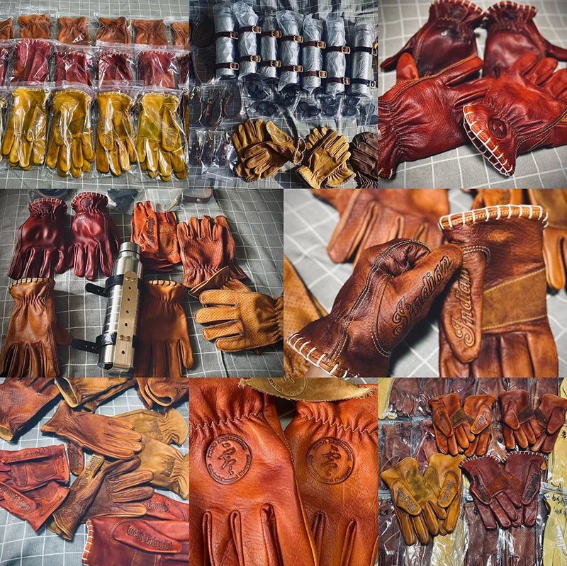 Handmade Vintage Leather Motorcycle Racing Glove