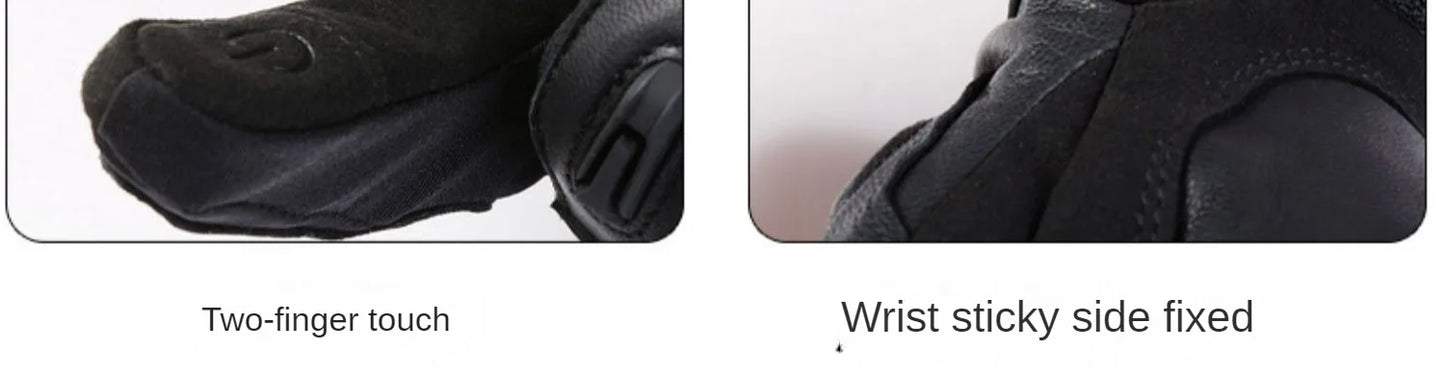 LYSCHY Winter Waterproof Leather Motorcycle Gloves