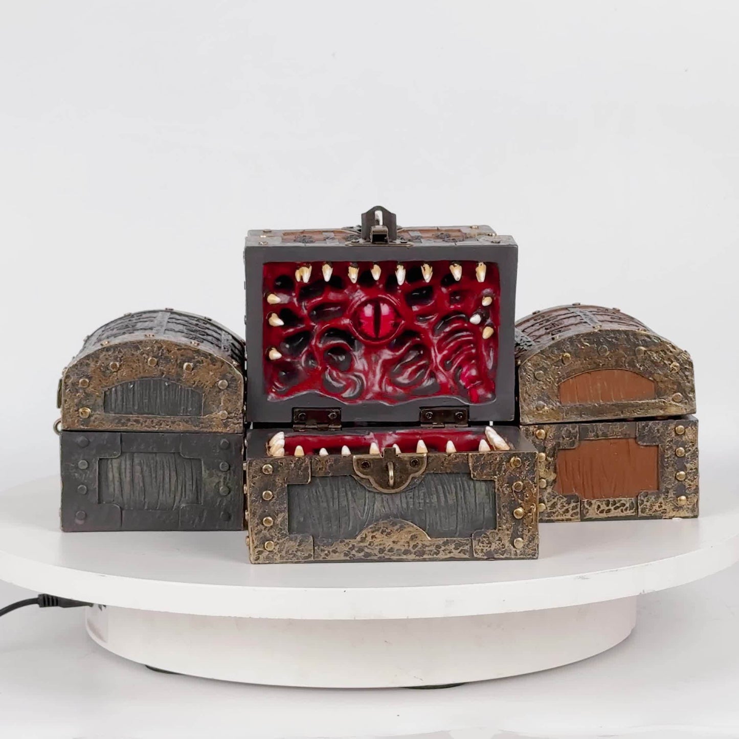 Gothic Vampire Trinket Chest with Key, Resin Keepsake Box