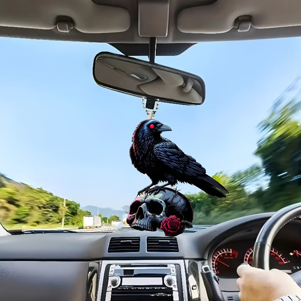 Raven Skull Keychain: Elegant Car Accessory