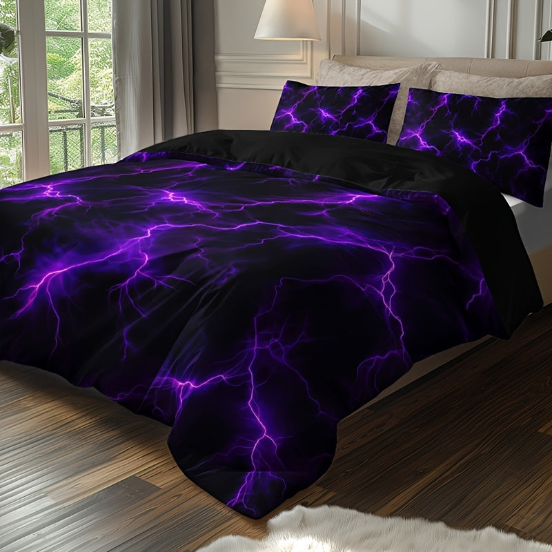 Vivid Purple Lightning 3Pc Bedding Set