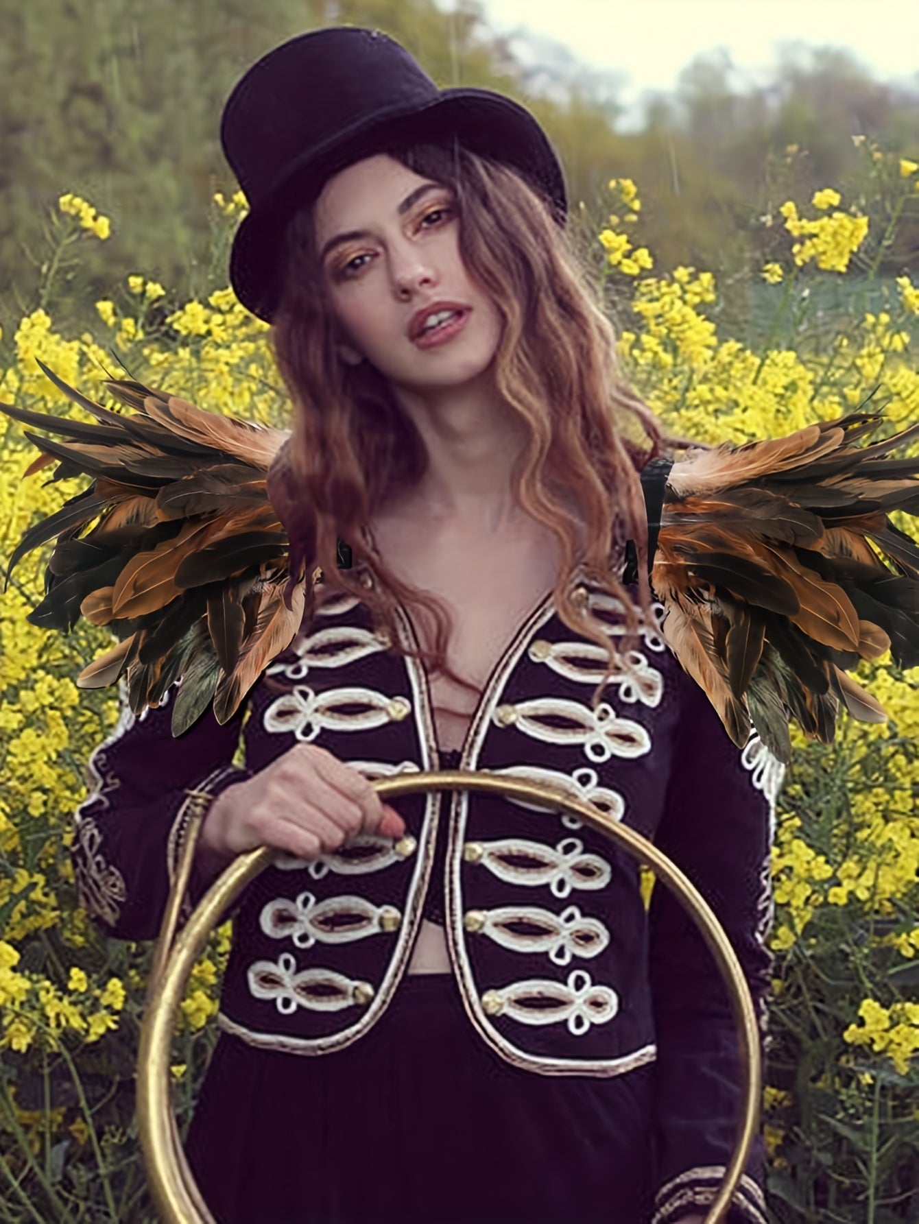 Product Name: Gothic Elegance: Feather Shoulder Shrug Set