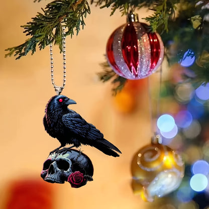 Raven Skull Keychain: Elegant Car Accessory