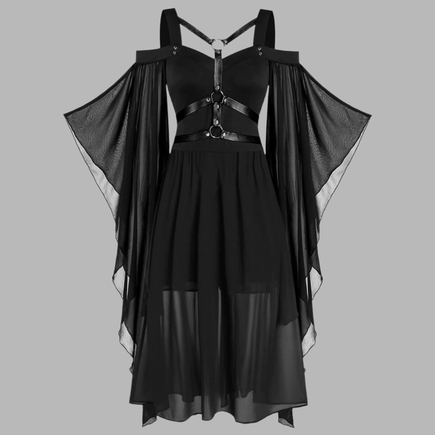 Cross border new Gothic style witch suspender strap big swing jumpsuit long skirt