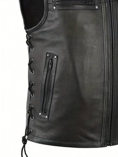 “Classic Rider Faux Leather Vest for Men”