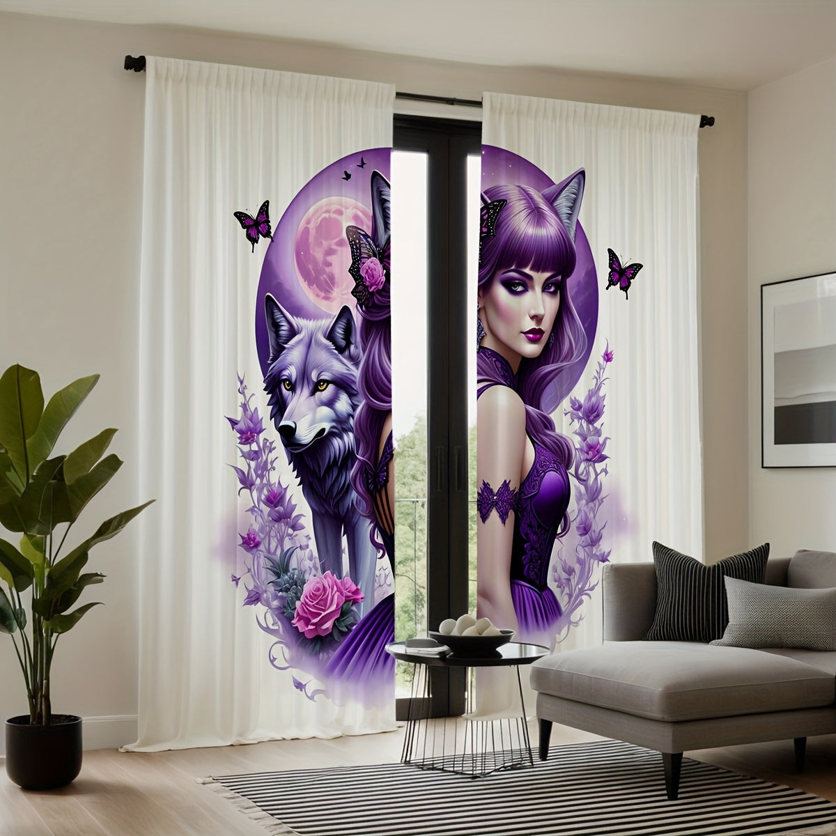 Enchanted Purple Rose & Angel Witch Curtains