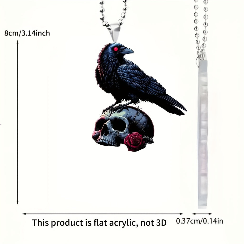 Raven Skull Keychain: Elegant Car Accessory