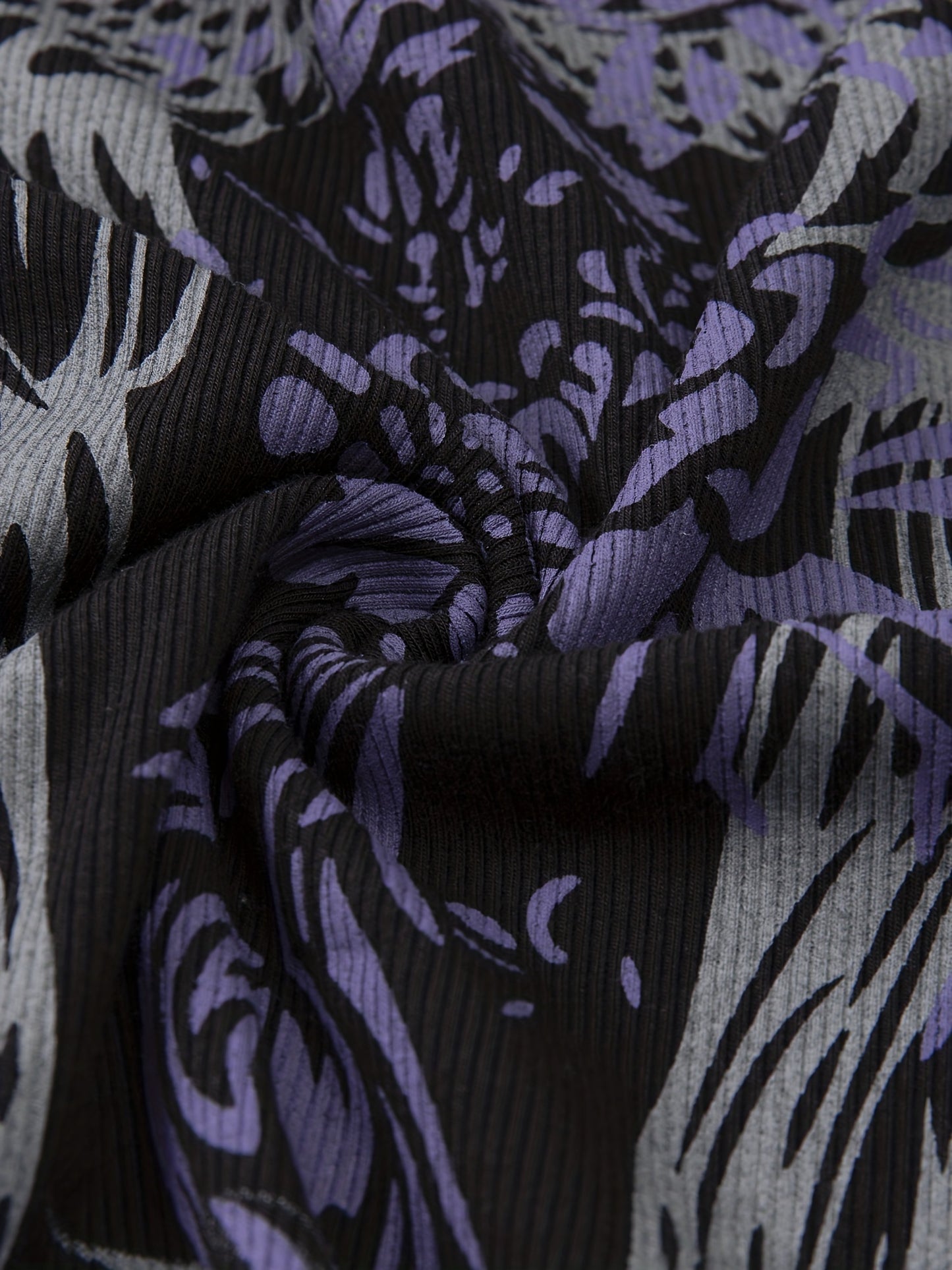 Y2K Feather Print V-Neck Top