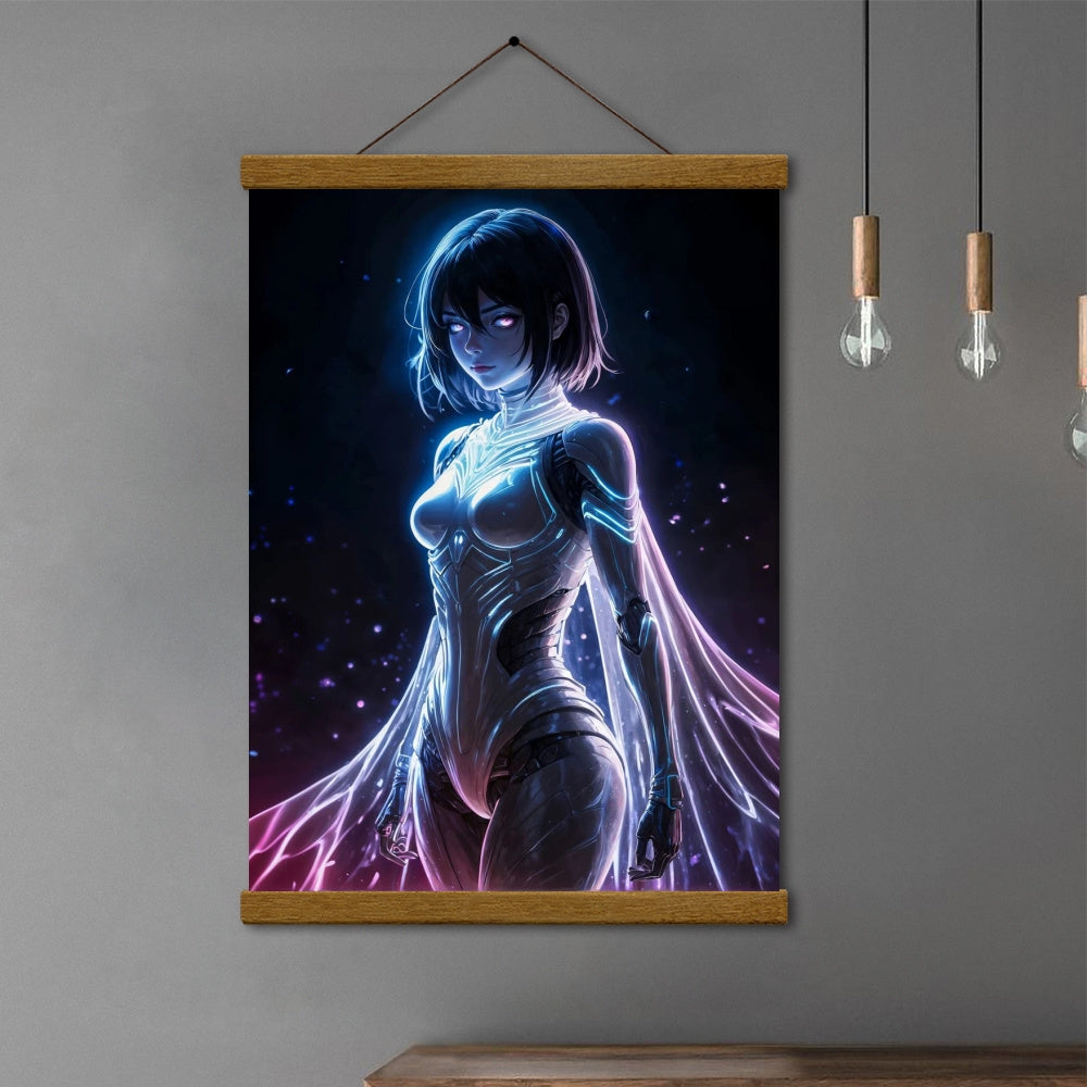 Chic Anime Girl Canvas Art - Short Hair Decor