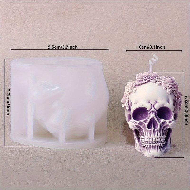 Haunted Rose Skull Silicone Craft Mold
