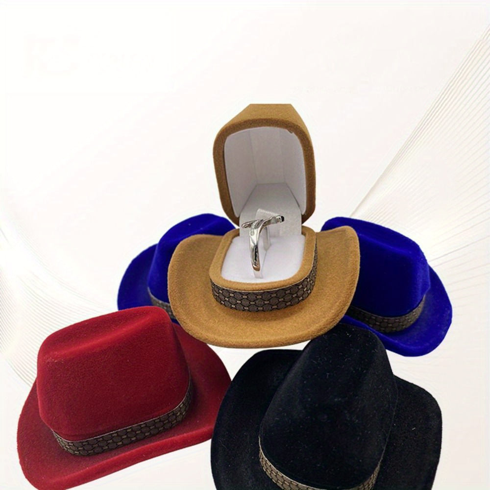 Velvet Cowboy Hat Ring Box - Western Charm Organizer