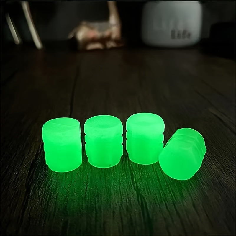 HexaGlow Tire Valve Caps - 4pcs Glow-in-Dark Set