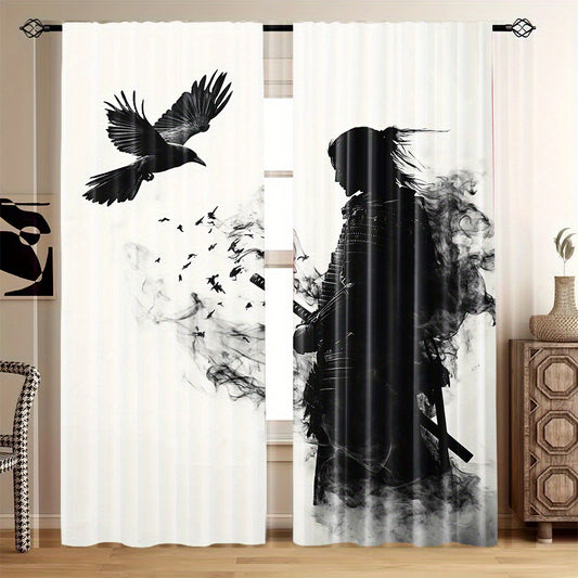 Samurai Serenity Semi-Sheer Curtains - 2 Panel Set