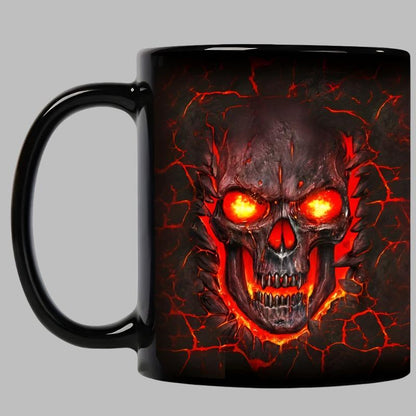 Halloween Black Skull Ceramic Coffee Mug