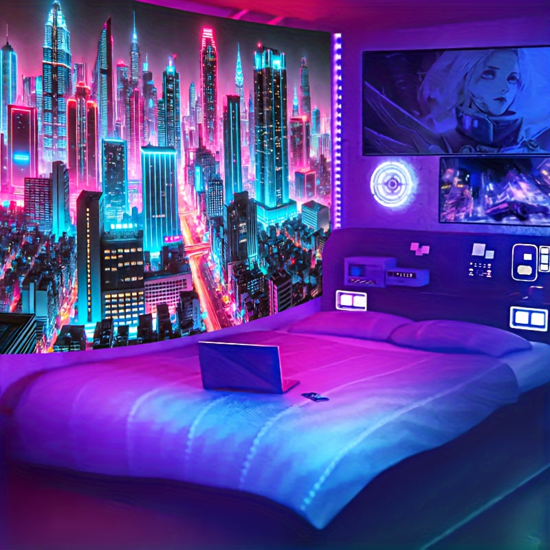 Fluorescent LA Skyline Wall Tapestry – All-Season Decor