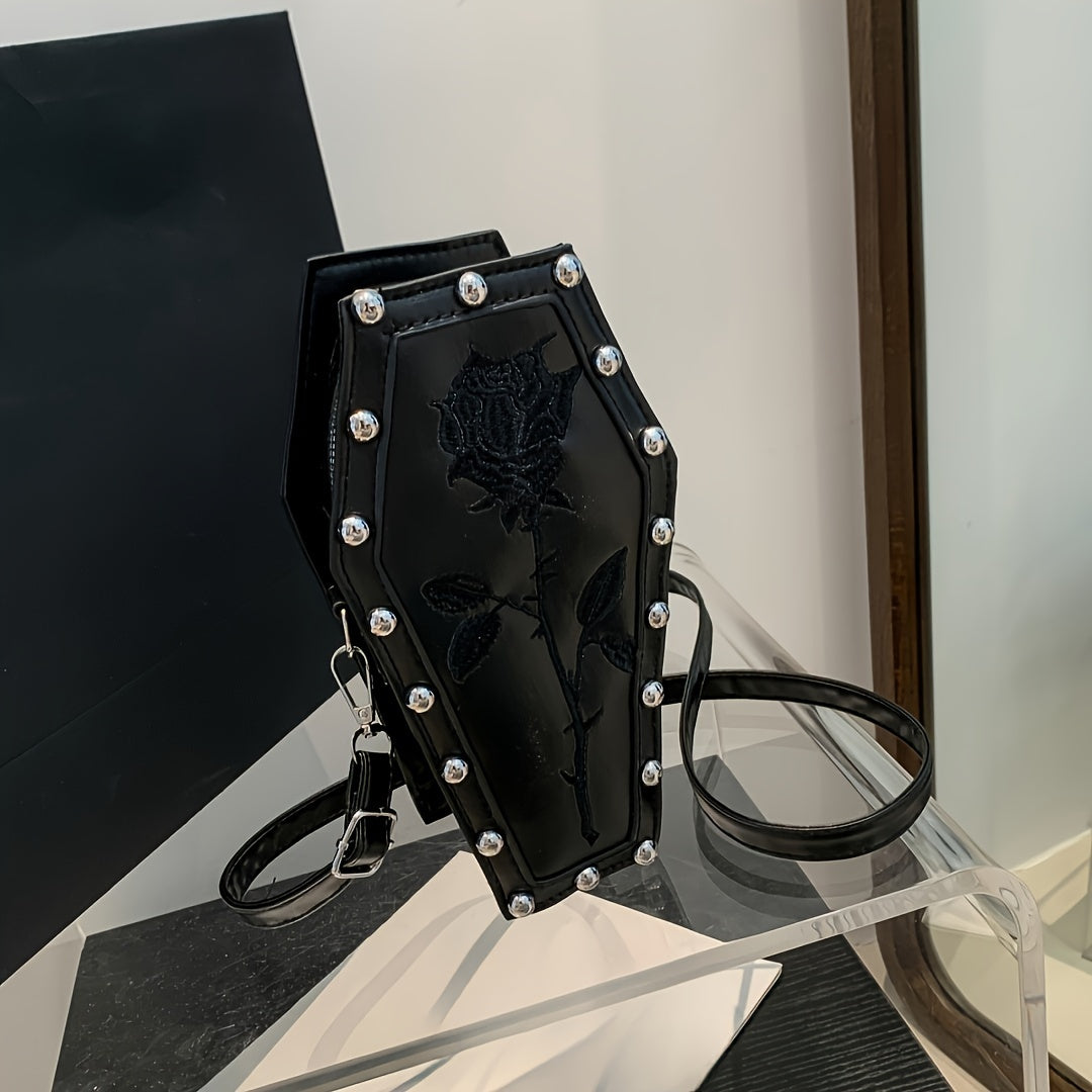 Gothic Rose Coffin Crossbody Bag for Women