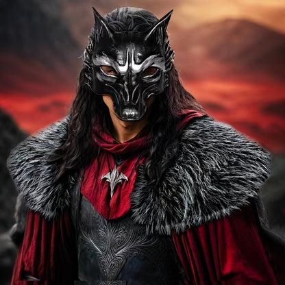 Lupine Fur Shawl & Mask Costume Set for Parties