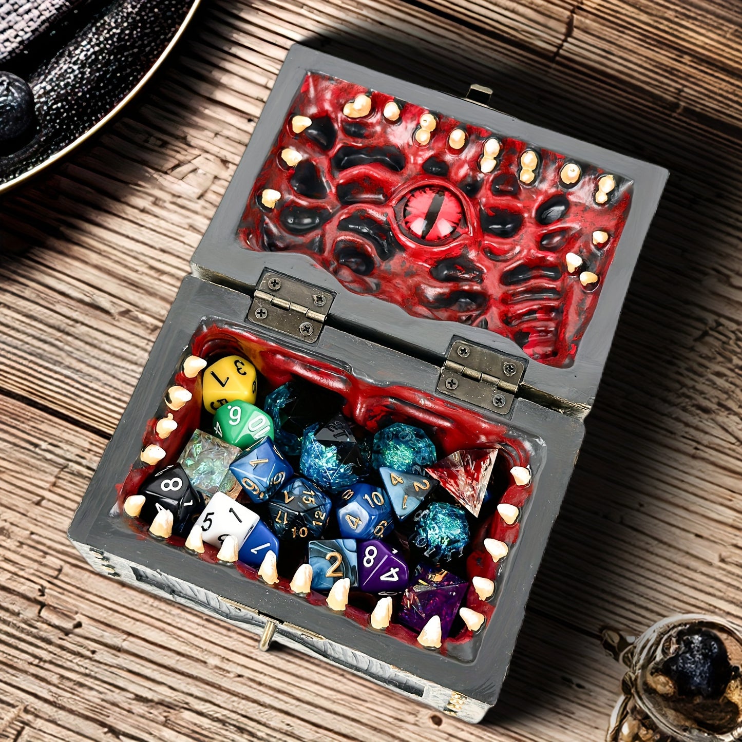 Gothic Vampire Trinket Chest with Key, Resin Keepsake Box