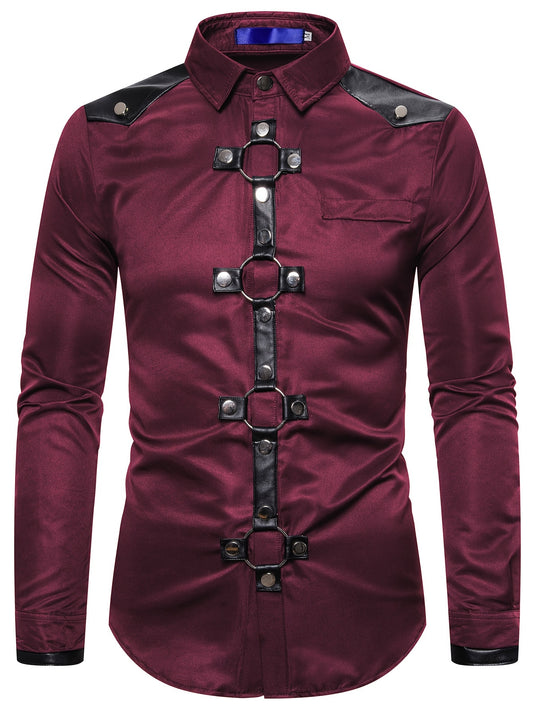 Gothic Slim Fit Long Sleeve Club Shirt for Men