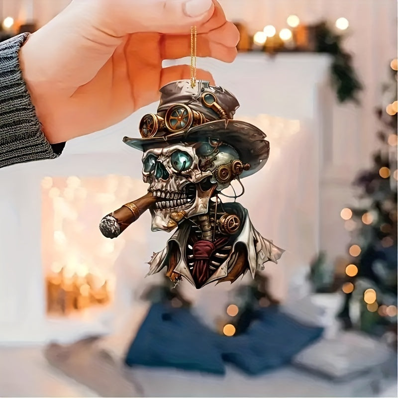 Skull Smoker Acrylic Pendant – Festive Charm Accessory