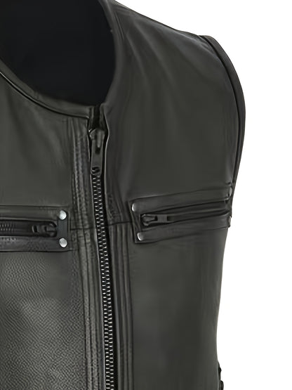 “Classic Rider Faux Leather Vest for Men”