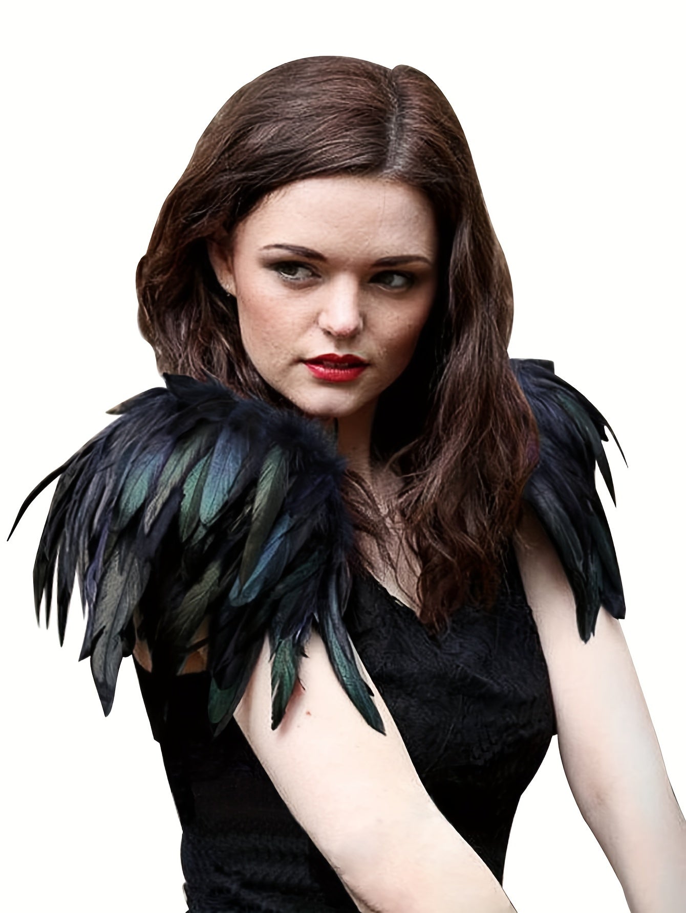 Product Name: Gothic Elegance: Feather Shoulder Shrug Set