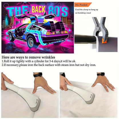 Retro Vibes Banner - 80's Party Polyester Decor