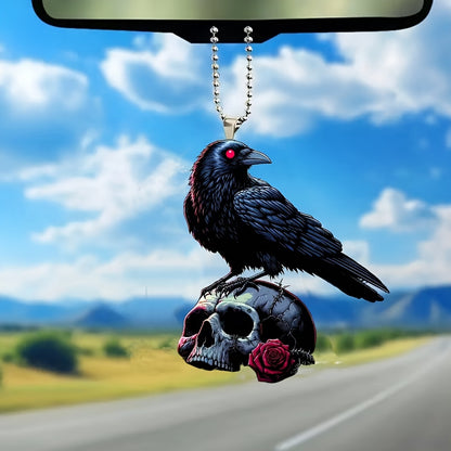 Raven Skull Keychain: Elegant Car Accessory