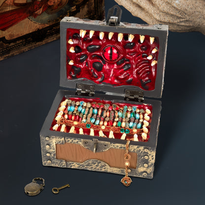 Gothic Vampire Trinket Chest with Key, Resin Keepsake Box