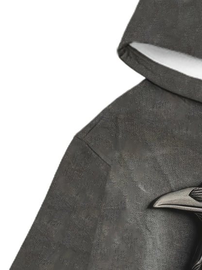 Raven Chic: Men's Stretchy Hoodie - Animal Print Style