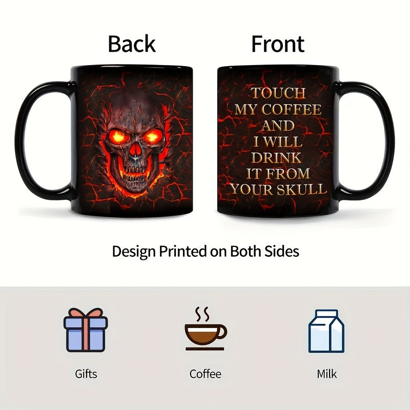 Halloween Black Skull Ceramic Coffee Mug