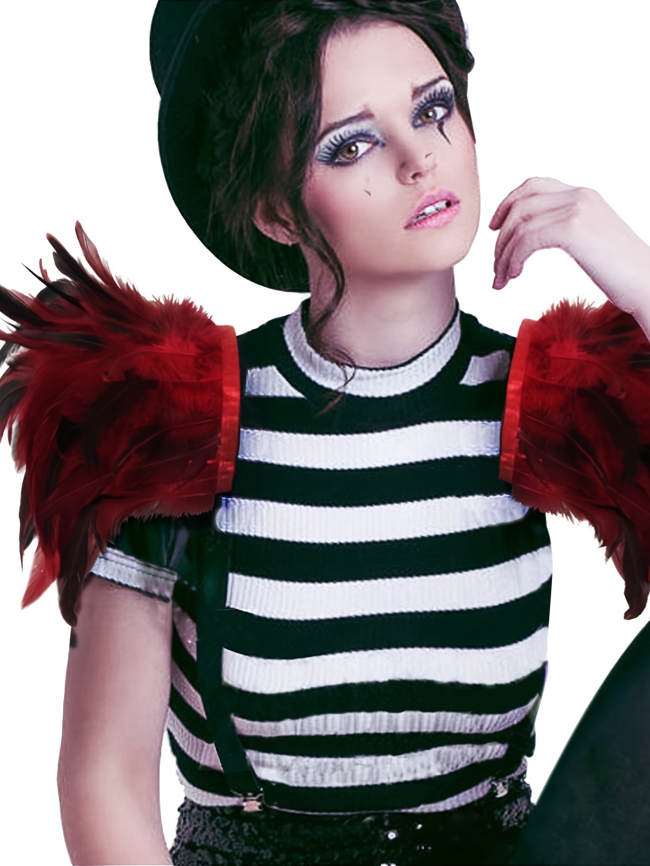 Product Name: Gothic Elegance: Feather Shoulder Shrug Set