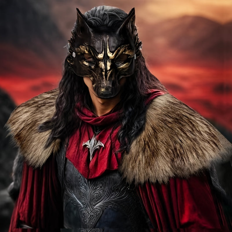 Lupine Fur Shawl & Mask Costume Set for Parties