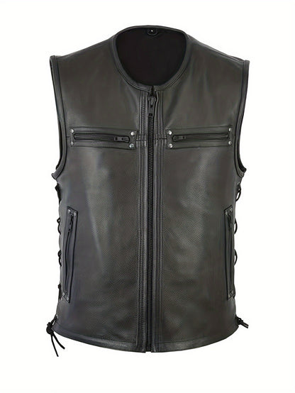 “Classic Rider Faux Leather Vest for Men”