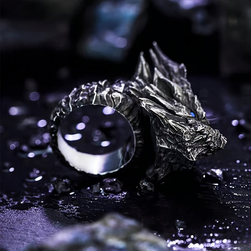 Retro Dragon Design Men's Adjustable Ring