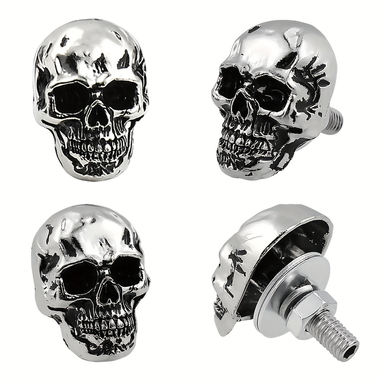 Skull Chrome License Plate Screw Kit - 4pcs Universal