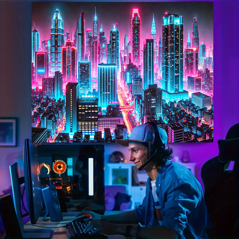 Fluorescent LA Skyline Wall Tapestry – All-Season Decor
