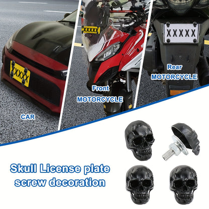 Skull Chrome License Plate Screw Kit - 4pcs Universal