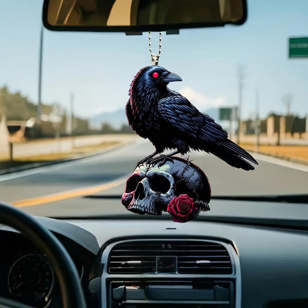 Raven Skull Keychain: Elegant Car Accessory