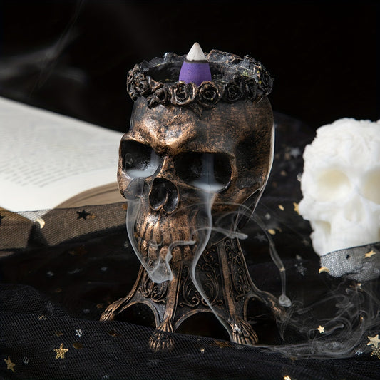 Gothic Ceramic Skull Backflow Incense Holder