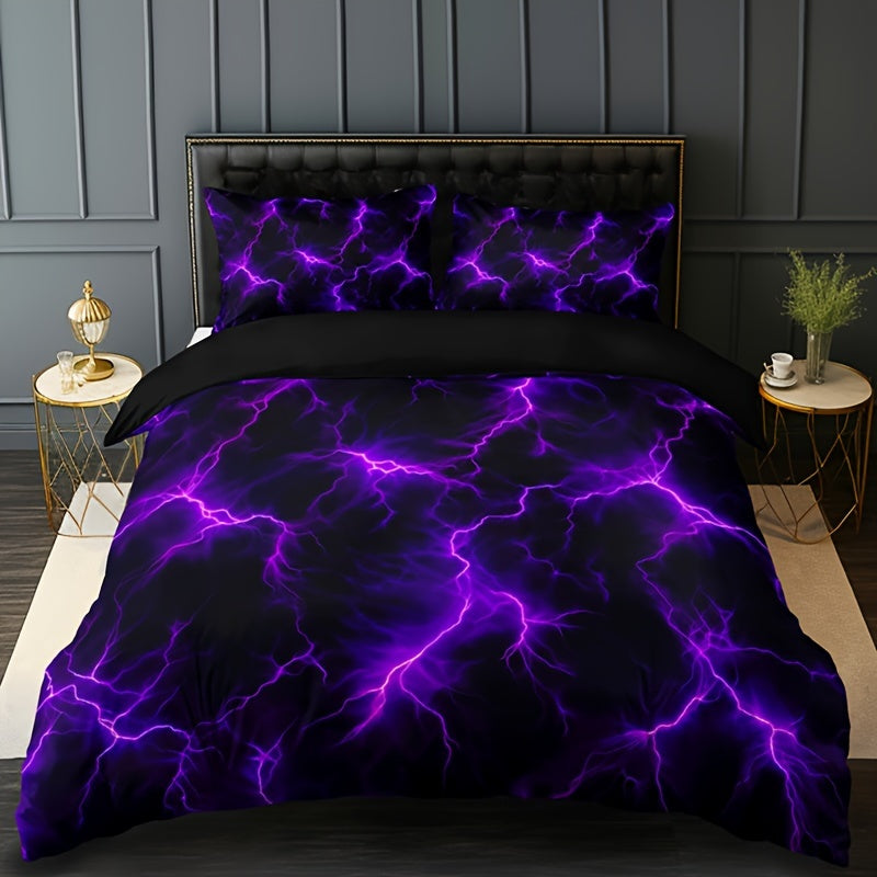 Vivid Purple Lightning 3Pc Bedding Set