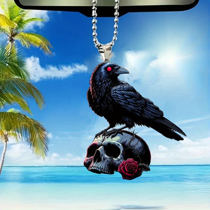 Raven Skull Keychain: Elegant Car Accessory