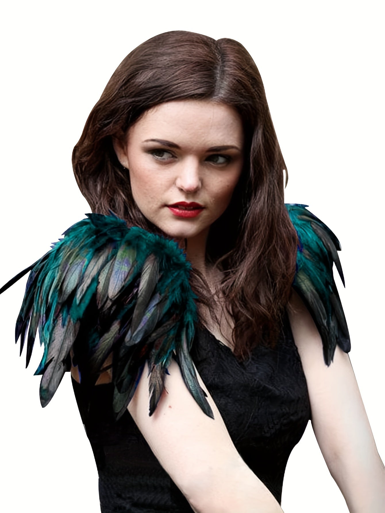 Product Name: Gothic Elegance: Feather Shoulder Shrug Set