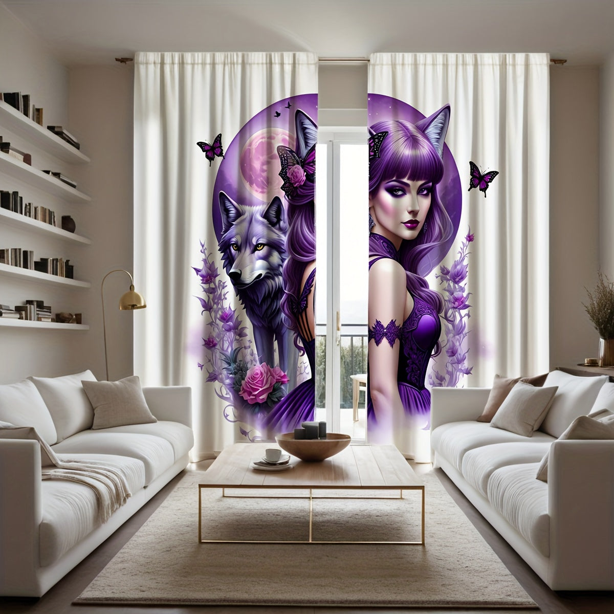 Enchanted Purple Rose & Angel Witch Curtains