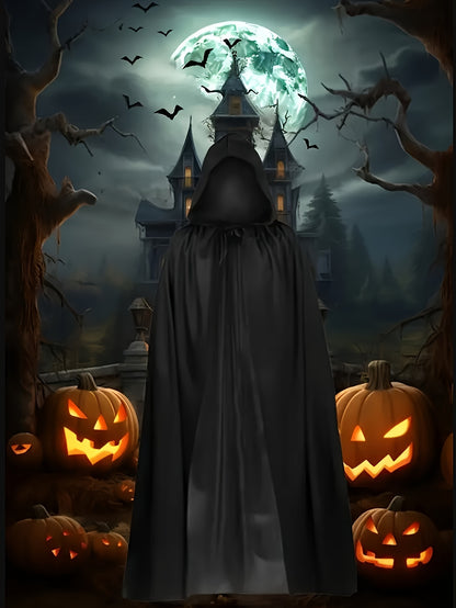 Single Layer Black Cape For Grim Reaper