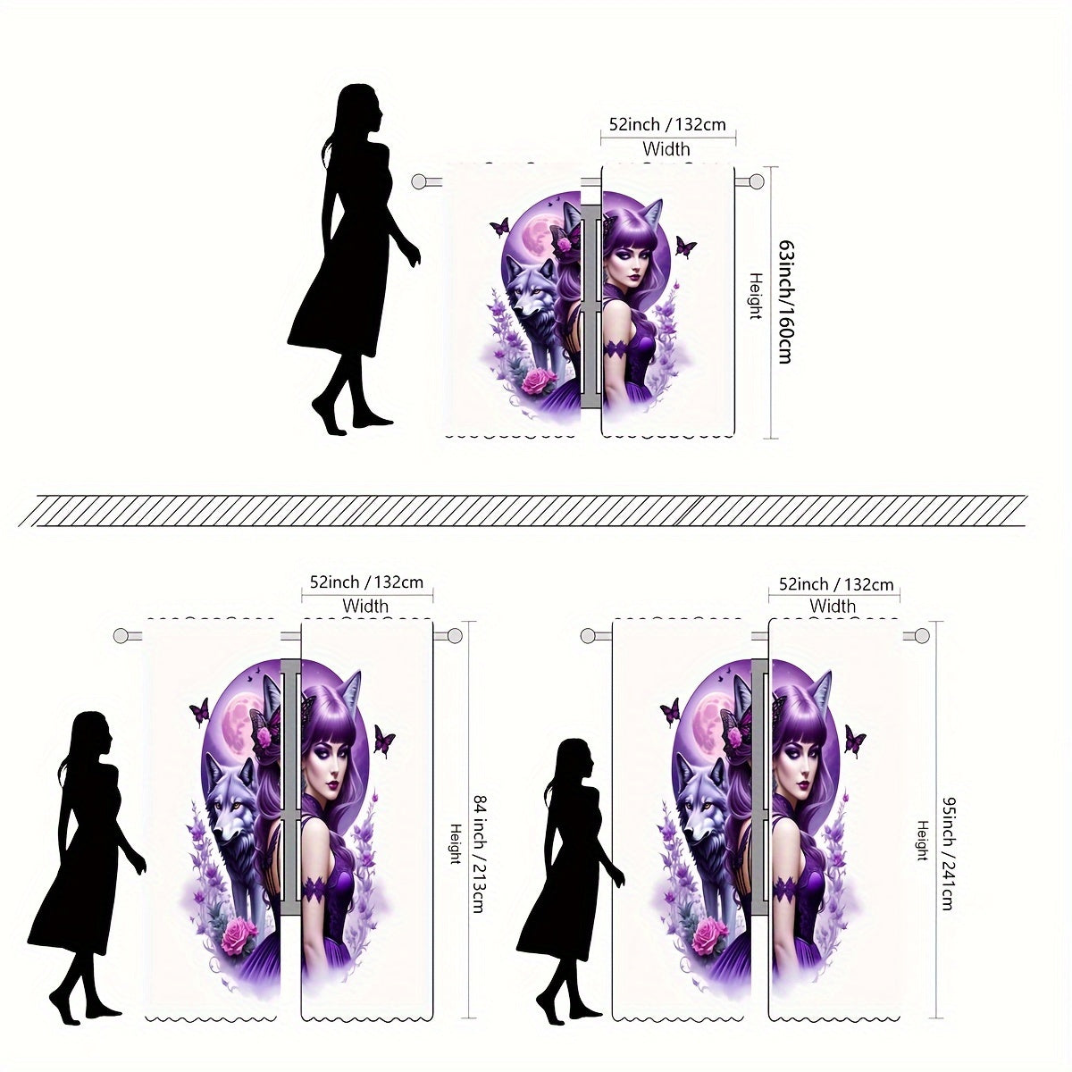 Enchanted Purple Rose & Angel Witch Curtains