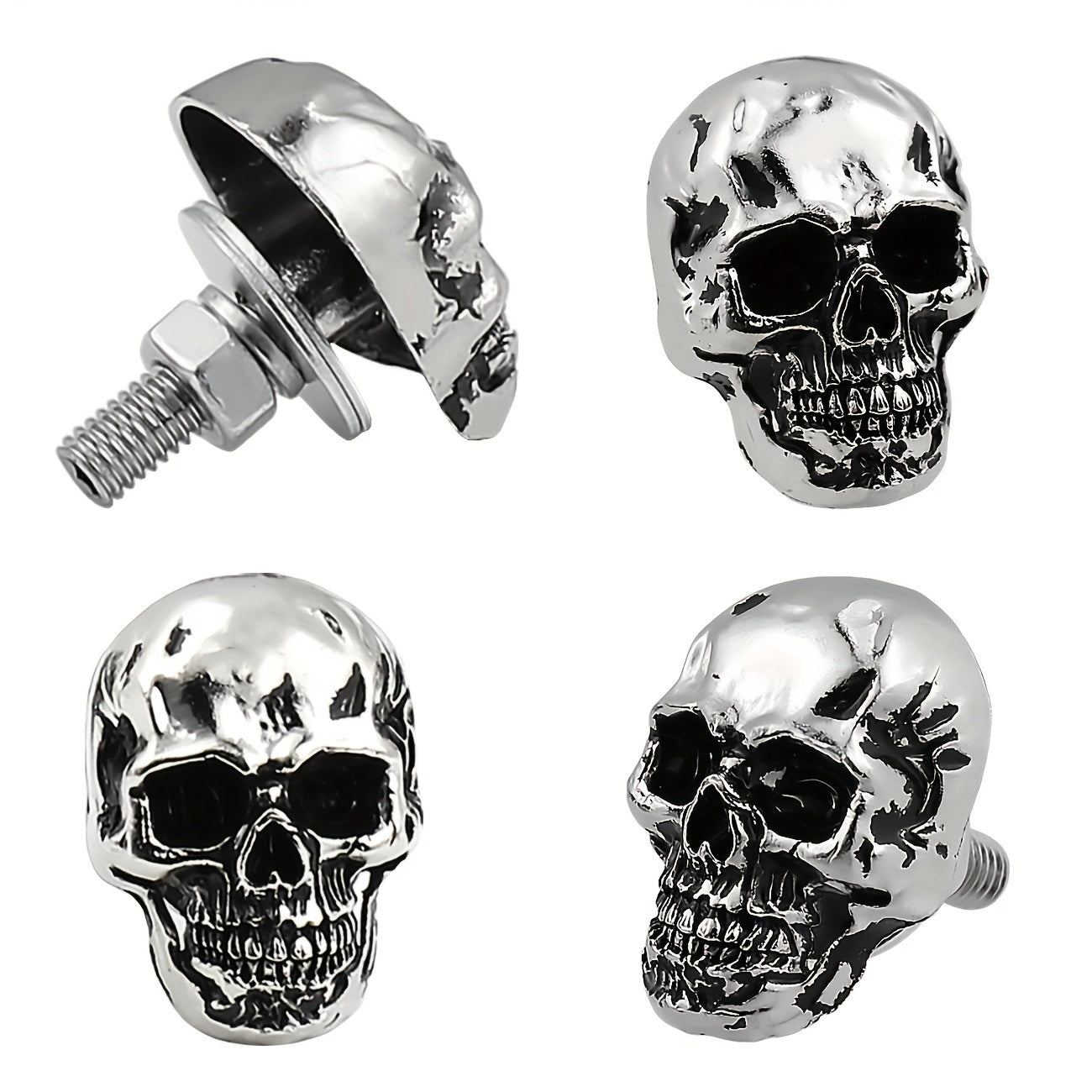 Skull Chrome License Plate Screw Kit - 4pcs Universal