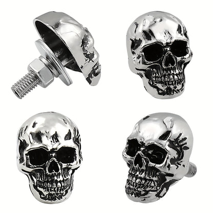 Skull Chrome License Plate Screw Kit - 4pcs Universal